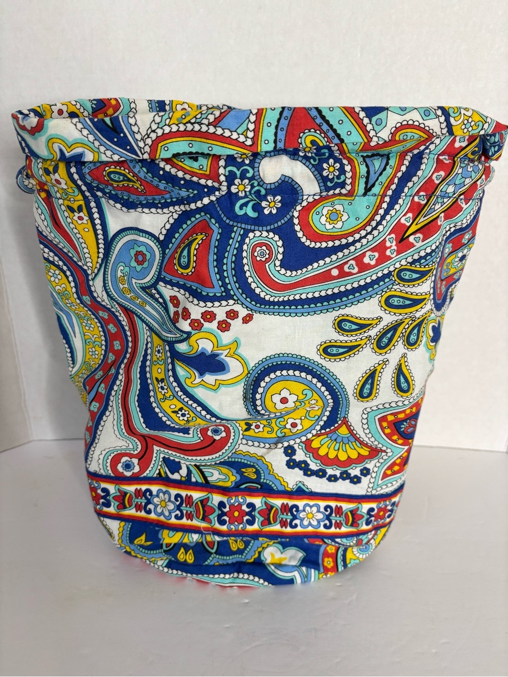 Vera Bradley Colorful Paisley Canvas Bucket/Wet Bag- Blue, Red, Yellow